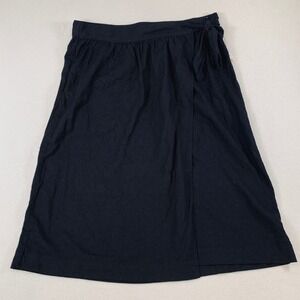 NEW A New Day Women's XL Black Linen Blend Pull On Wrap Tie Waist Midi Skirt